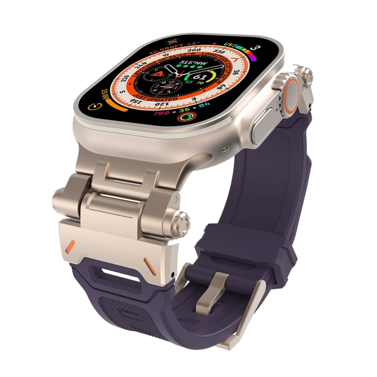 For Apple Watch Ultra 2 49mm Stainless Steel Connector TPU Watch Band(Titanium Purple) by bashfashion