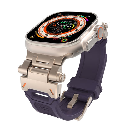 For Apple Watch Ultra 2 49mm Stainless Steel Connector TPU Watch Band(Titanium Purple) by bashfashion