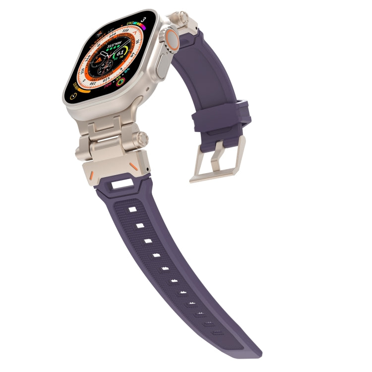 For Apple Watch Ultra 2 49mm Stainless Steel Connector TPU Watch Band(Titanium Purple) by bashfashion