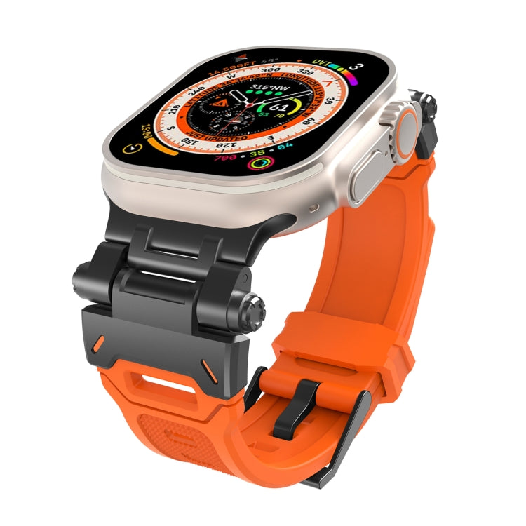 For Apple Watch Ultra 49mm Stainless Steel Connector TPU Watch Band(Black Orange) by bashfashion