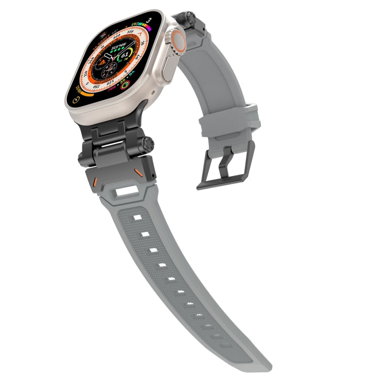 For Apple Watch Ultra 49mm Stainless Steel Connector TPU Watch Band(Black Grey) by bashfashion