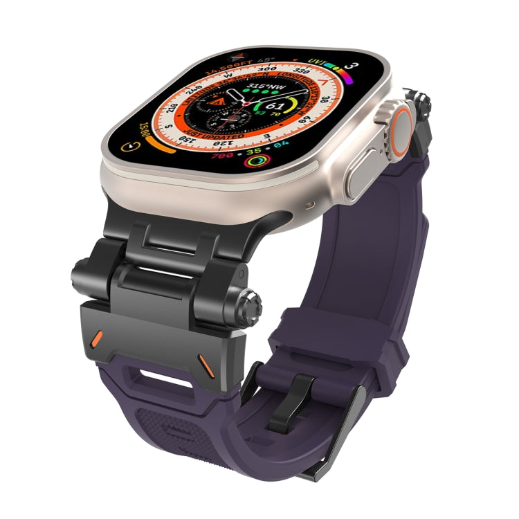 For Apple Watch Ultra 49mm Stainless Steel Connector TPU Watch Band(Black Purple) by bashfashion
