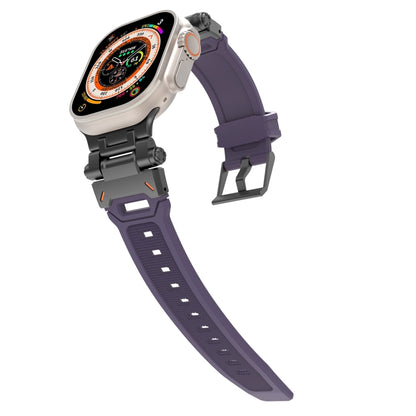 For Apple Watch Ultra 49mm Stainless Steel Connector TPU Watch Band(Black Purple) by bashfashion