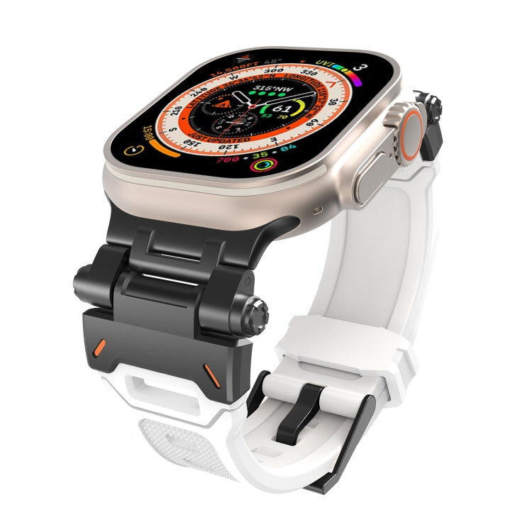 For Apple Watch Ultra 49mm Stainless Steel Connector TPU Watch Band(Black White) by bashfashion