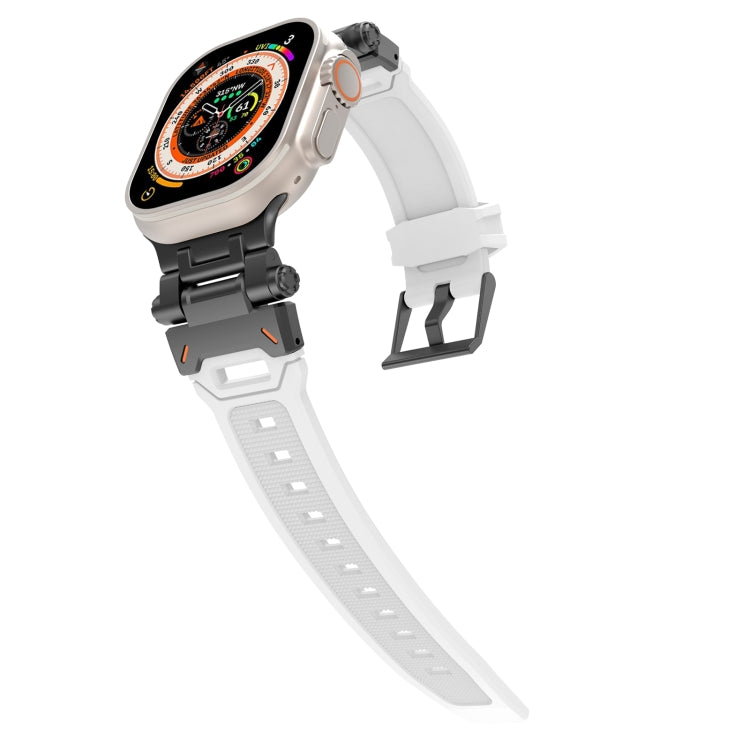 For Apple Watch Ultra 49mm Stainless Steel Connector TPU Watch Band(Black White) by bashfashion