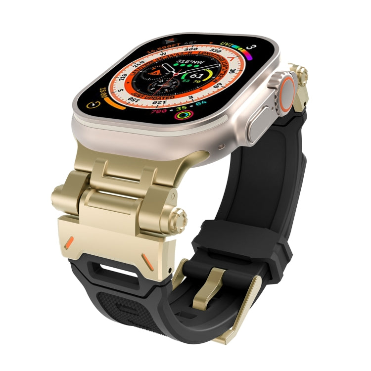 For Apple Watch Ultra 49mm Stainless Steel Connector TPU Watch Band(Gold Black) by bashfashion