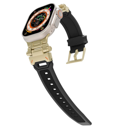 For Apple Watch Ultra 49mm Stainless Steel Connector TPU Watch Band(Gold Black) by bashfashion