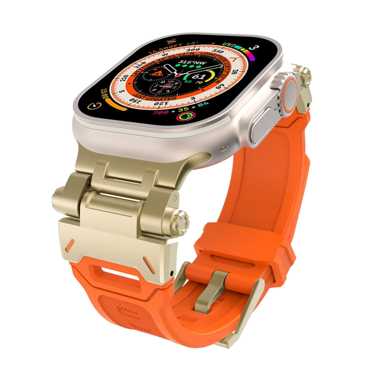For Apple Watch Ultra 49mm Stainless Steel Connector TPU Watch Band(Gold Orange) by bashfashion