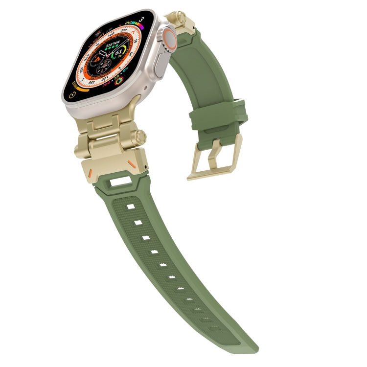 For Apple Watch Ultra 49mm Stainless Steel Connector TPU Watch Band(Gold Green) by bashfashion