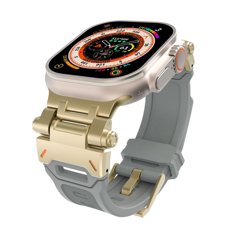 For Apple Watch Ultra 49mm Stainless Steel Connector TPU Watch Band(Gold Grey) by bashfashion