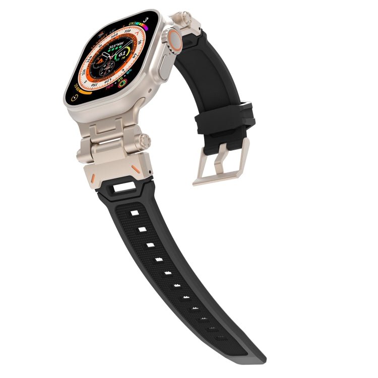 For Apple Watch Ultra 49mm Stainless Steel Connector TPU Watch Band(Titanium Black) by bashfashion