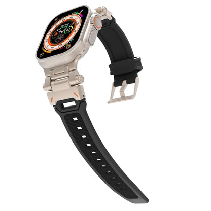 For Apple Watch Ultra 49mm Stainless Steel Connector TPU Watch Band(Titanium Black) by bashfashion