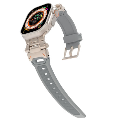 For Apple Watch Ultra 49mm Stainless Steel Connector TPU Watch Band(Titanium Grey) by bashfashion