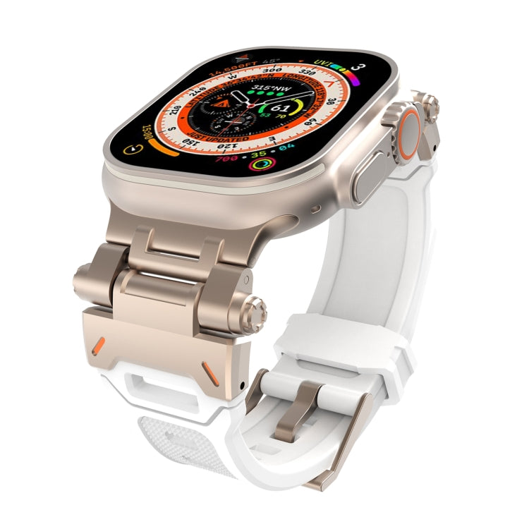 For Apple Watch Ultra 49mm Stainless Steel Connector TPU Watch Band(Titanium White) by bashfashion
