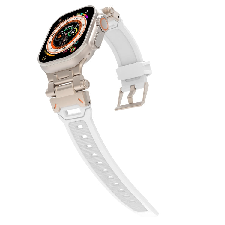 For Apple Watch Ultra 49mm Stainless Steel Connector TPU Watch Band(Titanium White) by bashfashion