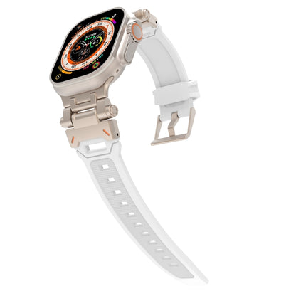 For Apple Watch Ultra 49mm Stainless Steel Connector TPU Watch Band(Titanium White) by bashfashion