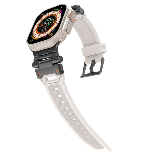 For Apple Watch Series 8 45mm Stainless Steel Connector TPU Watch Band(Black Starlight) by bashfashion