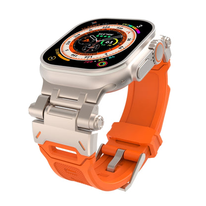 For Apple Watch Series 8 45mm Stainless Steel Connector TPU Watch Band(Titanium Orange) by bashfashion
