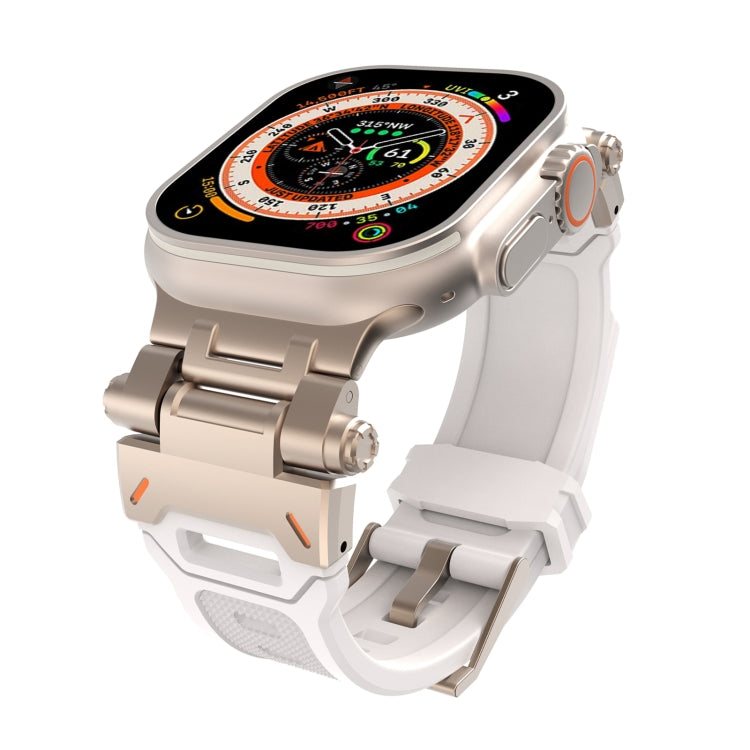 For Apple Watch Series 8 45mm Stainless Steel Connector TPU Watch Band(Titanium Starlight) by bashfashion