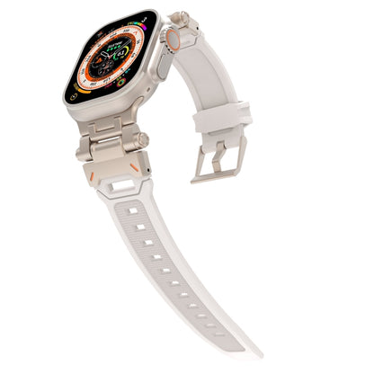 For Apple Watch Series 8 45mm Stainless Steel Connector TPU Watch Band(Titanium Starlight) by bashfashion