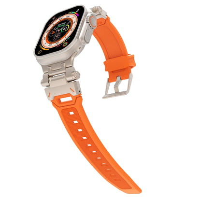 For Apple Watch SE 2022 44mm Stainless Steel Connector TPU Watch Band(Titanium Orange) by bashfashion