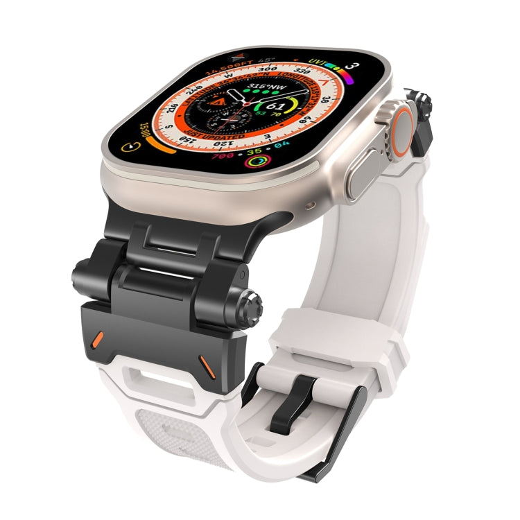 For Apple Watch Series 7 45mm Stainless Steel Connector TPU Watch Band(Black Starlight) by bashfashion