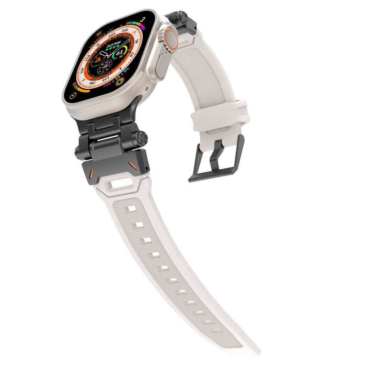 For Apple Watch SE 44mm Stainless Steel Connector TPU Watch Band(Black Starlight) by bashfashion