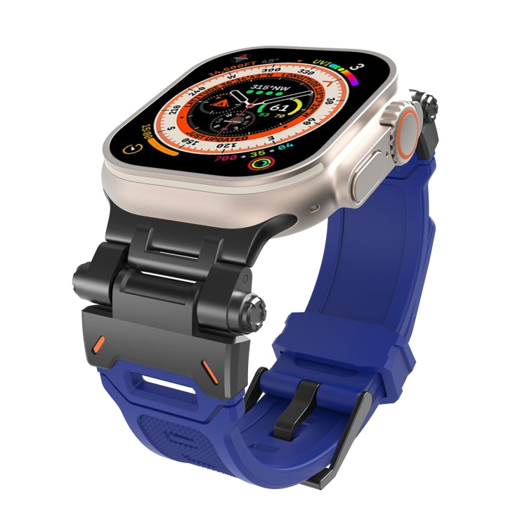 For Apple Watch Series 6 44mm Stainless Steel Connector TPU Watch Band(Black Blue) by bashfashion