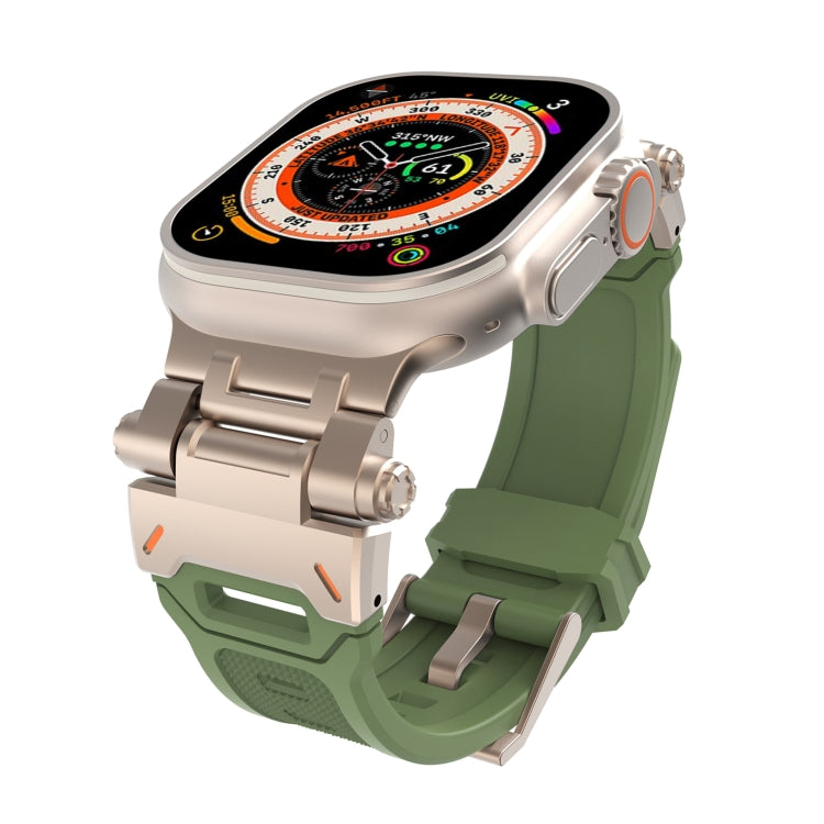 For Apple Watch Series 3 42mm Stainless Steel Connector TPU Watch Band(Titanium Green) by bashfashion