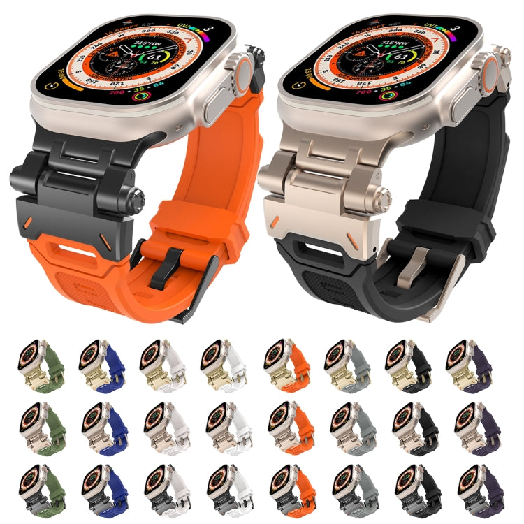 For Apple Watch Ultra 49mm Stainless Steel Connector TPU Watch Band(Black White) by bashfashion