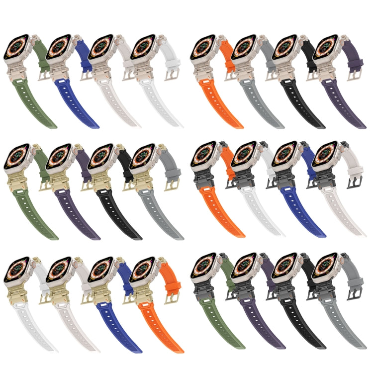 For Apple Watch SE 44mm Stainless Steel Connector TPU Watch Band(Titanium Purple) by bashfashion