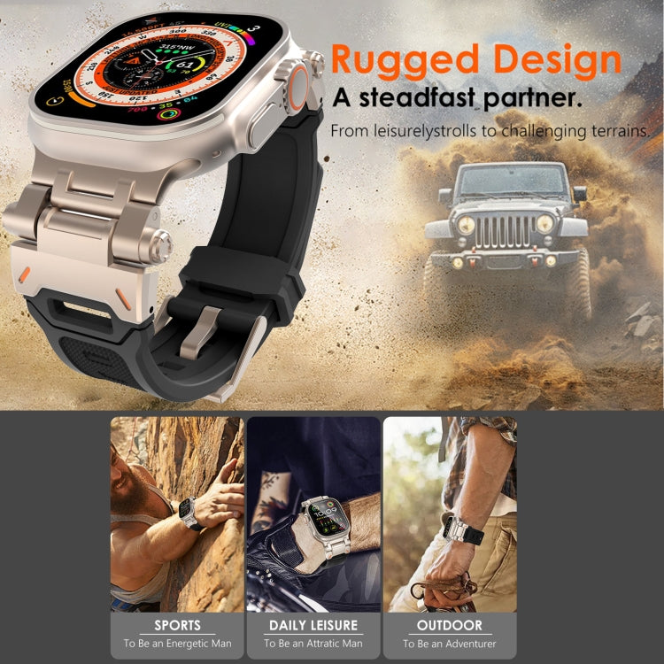 For Apple Watch Ultra 49mm Stainless Steel Connector TPU Watch Band(Black White) by bashfashion