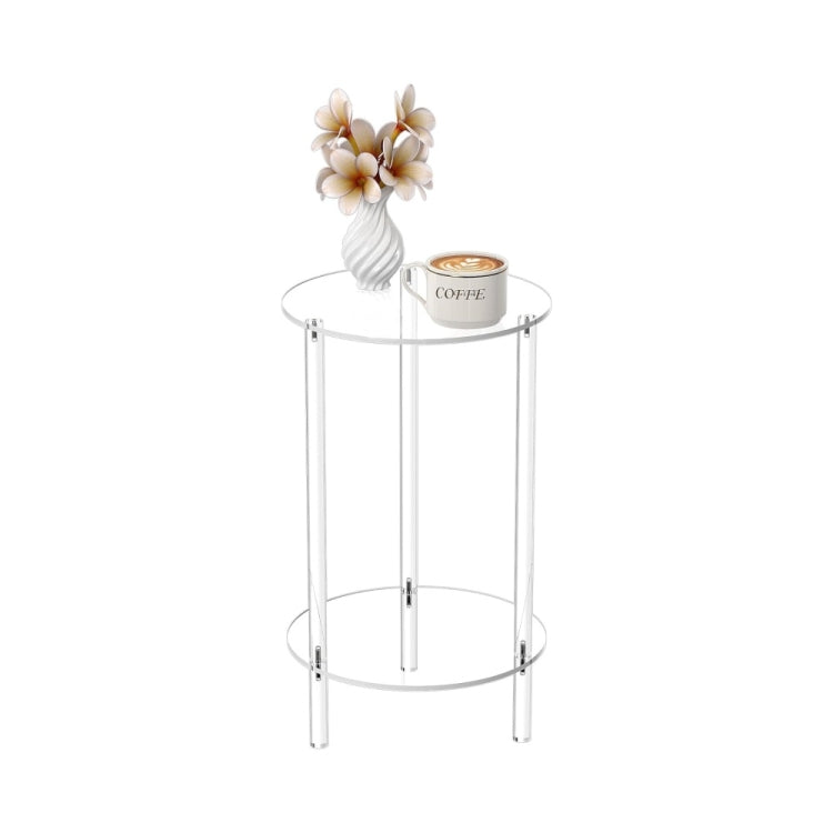YX107 Acrylic Round Two-layer Small Bedside Table(Transparent) by bashfashion