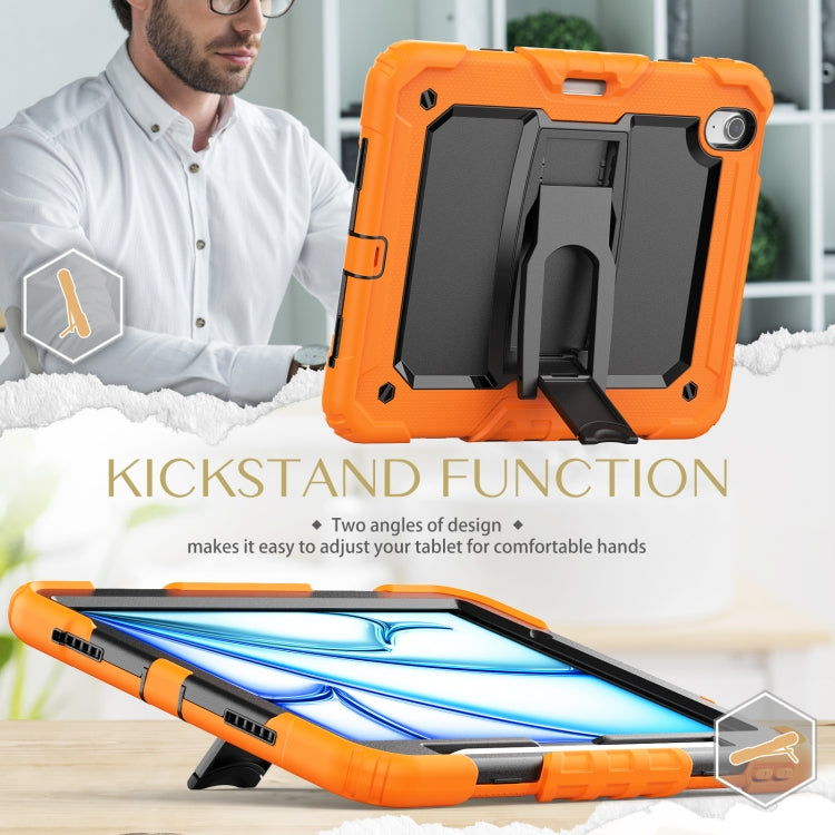 For iPad Air 11 2025 / 2024 Silicone Hydric PC Tablet Case with Shoulder Strap & Holder(Orange) by bashfashion