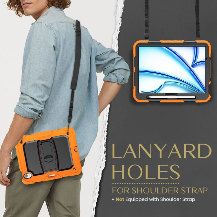 For iPad Air 11 2025 / 2024 Silicone Hydric PC Tablet Case with Shoulder Strap & Holder(Orange) by bashfashion