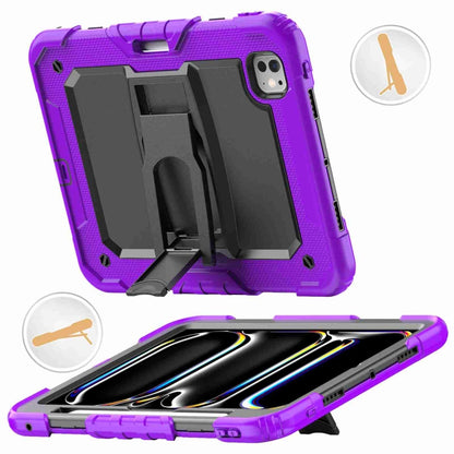 For iPad Pro 11 2025 / 2024 Silicone Hydric PC Tablet Case with Shoulder Strap & Holder(Purple) by bashfashion
