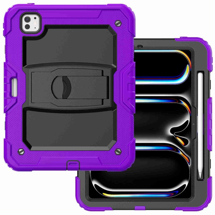 For iPad Pro 11 2025 / 2024 Silicone Hydric PC Tablet Case with Shoulder Strap & Holder(Purple) by bashfashion