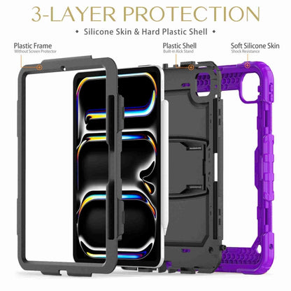 For iPad Pro 11 2025 / 2024 Silicone Hydric PC Tablet Case with Shoulder Strap & Holder(Purple) by bashfashion