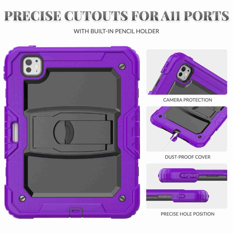 For iPad Pro 11 2025 / 2024 Silicone Hydric PC Tablet Case with Shoulder Strap & Holder(Purple) by bashfashion