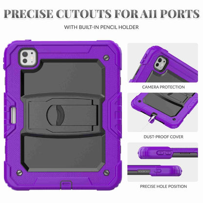 For iPad Pro 11 2025 / 2024 Silicone Hydric PC Tablet Case with Shoulder Strap & Holder(Purple) by bashfashion