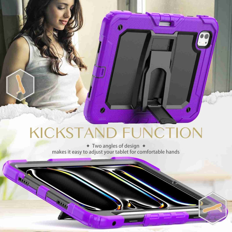 For iPad Pro 11 2025 / 2024 Silicone Hydric PC Tablet Case with Shoulder Strap & Holder(Purple) by bashfashion