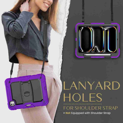 For iPad Pro 11 2025 / 2024 Silicone Hydric PC Tablet Case with Shoulder Strap & Holder(Purple) by bashfashion