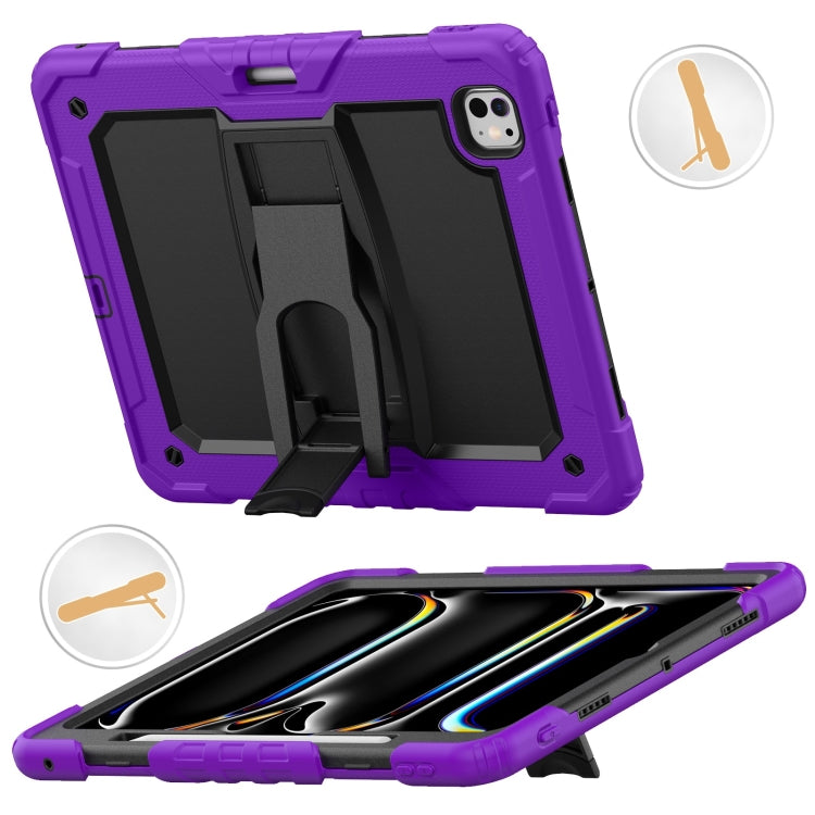 For iPad Pro 13 2025 / 2024 Silicone Hydric PC Tablet Case with Shoulder Strap & Holder(Purple) by bashfashion