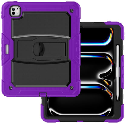 For iPad Pro 13 2025 / 2024 Silicone Hydric PC Tablet Case with Shoulder Strap & Holder(Purple) by bashfashion
