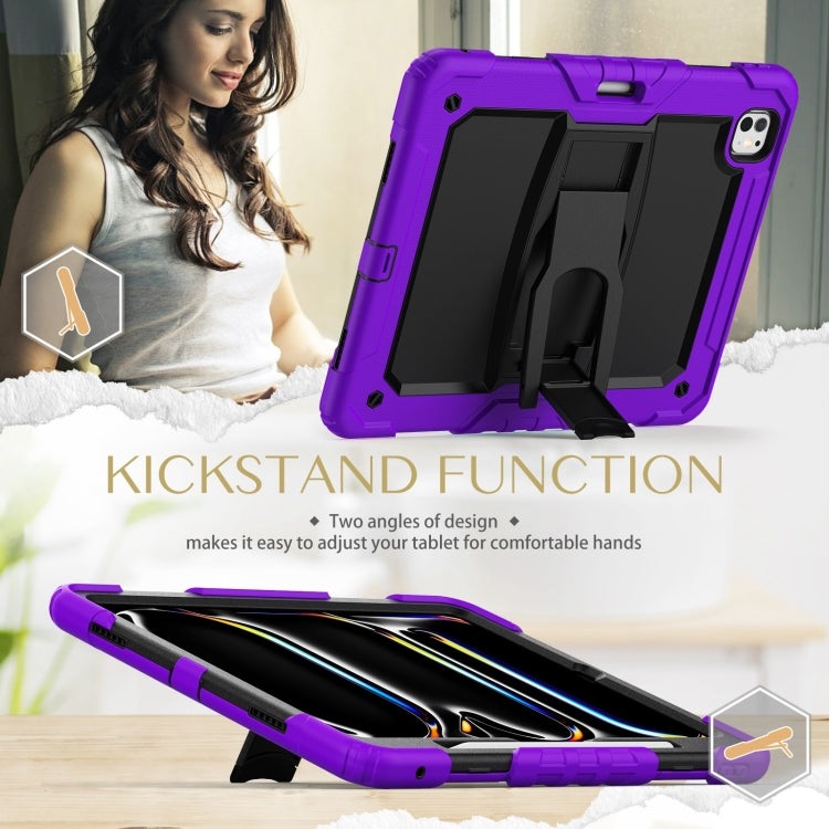 For iPad Pro 13 2025 / 2024 Silicone Hydric PC Tablet Case with Shoulder Strap & Holder(Purple) by bashfashion