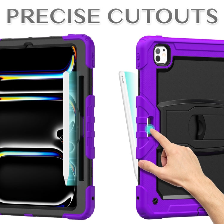 For iPad Pro 13 2025 / 2024 Silicone Hydric PC Tablet Case with Shoulder Strap & Holder(Purple) by bashfashion