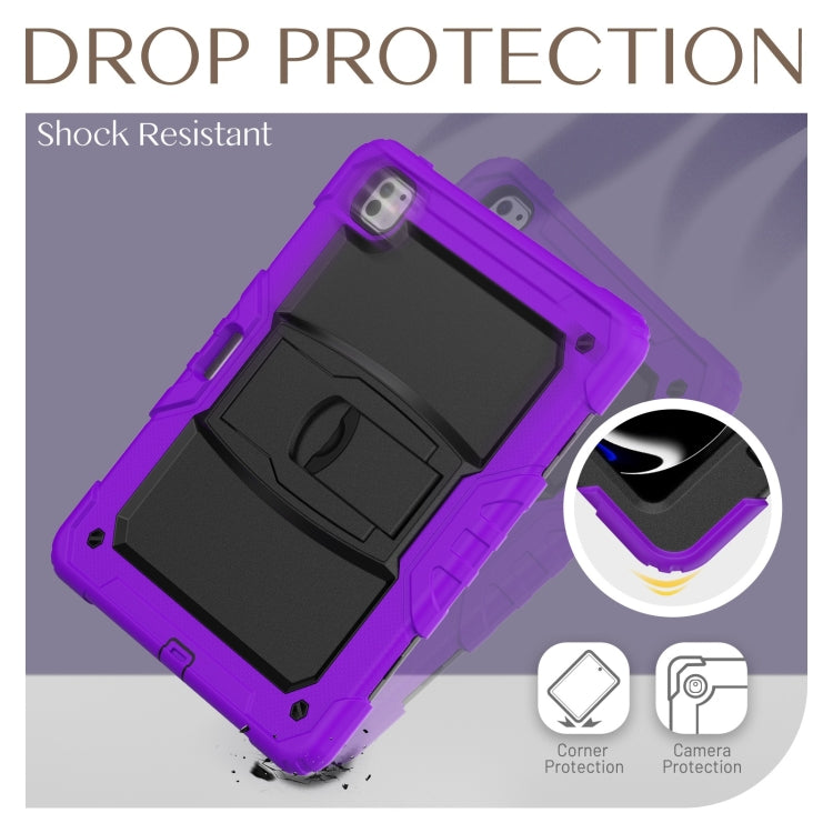 For iPad Pro 13 2025 / 2024 Silicone Hydric PC Tablet Case with Shoulder Strap & Holder(Purple) by bashfashion