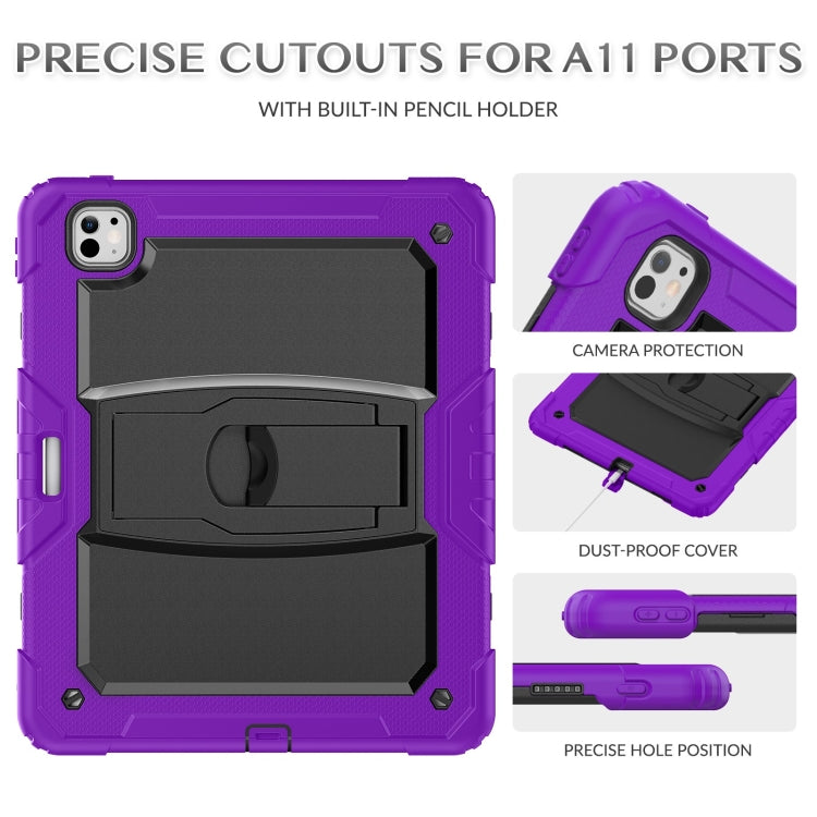 For iPad Pro 13 2025 / 2024 Silicone Hydric PC Tablet Case with Shoulder Strap & Holder(Purple) by bashfashion