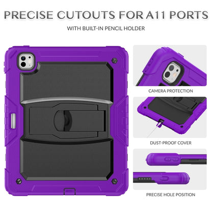 For iPad Pro 13 2025 / 2024 Silicone Hydric PC Tablet Case with Shoulder Strap & Holder(Purple) by bashfashion