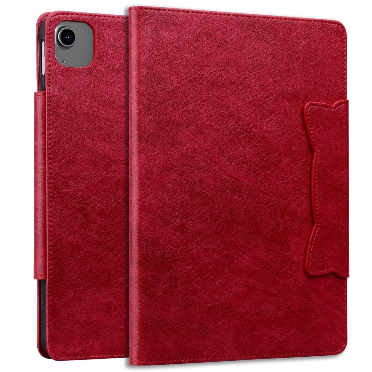 For iPad Air 13 2025 / 2024 Cat Buckle Leather Smart Tablet Case(Red) by bashfashion